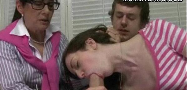  Busty Alexandra Silk teaches teen couple how to fuck